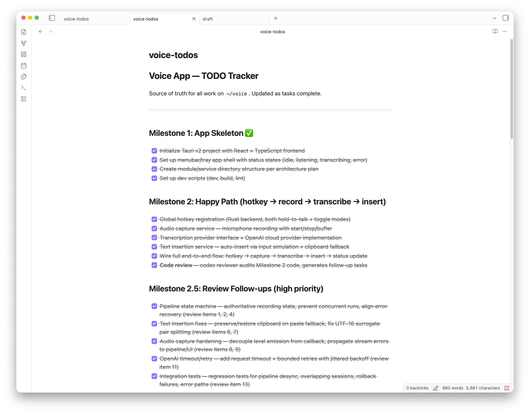 Obsidian TODO list for agent tasks
